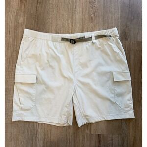 Huk Mens Creekbed 7" Belted Cargo Shorts Tan Fishing Performance Sz XXL